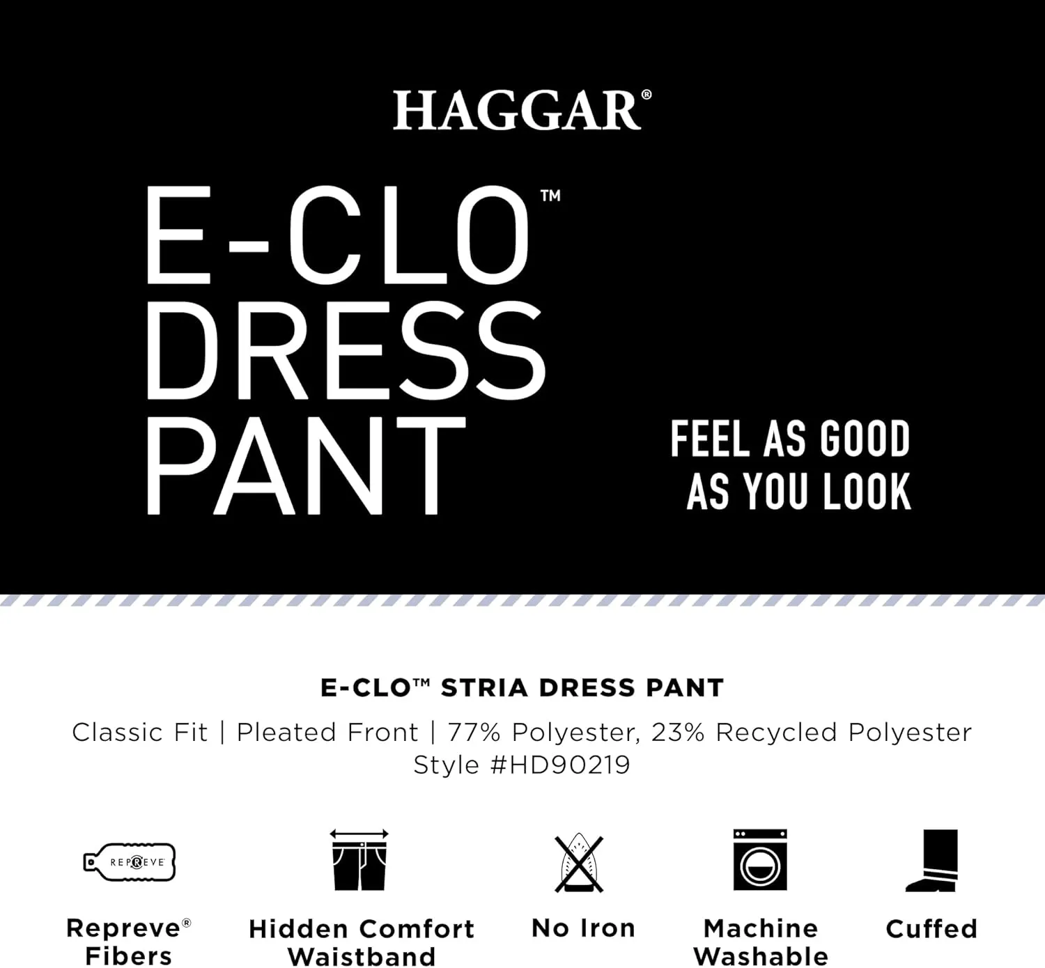 Haggar Men's Big and Tall Eclo Classic Fit Dress Pants Flat Front and Pleated Front