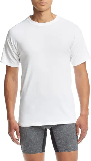 Hanes Ultimate Men's 4-Pack FreshIQ Stretch Crew, White, Small