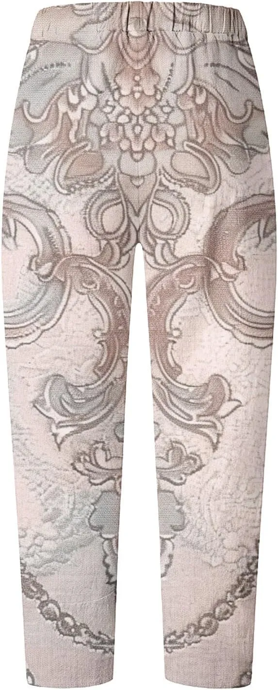 Harem Pants Women with Pockets High Waist Trendy Pattern Baggy Wide Leg Pants Summer Boho Palazzo Trousers 2025