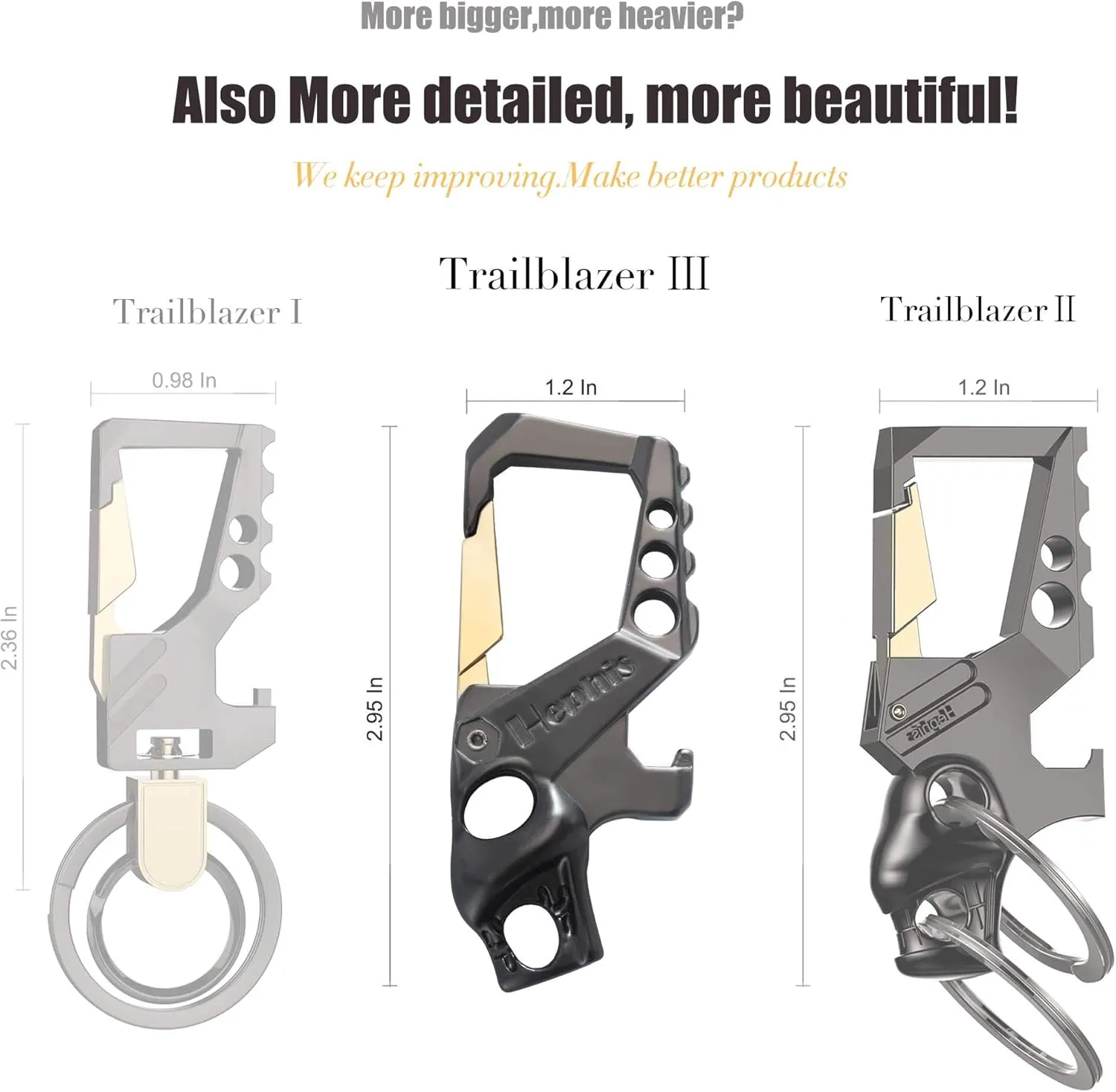 Hephis Heavy Duty Key Chain Bottle Opener,Carabiner Car Key Chains for Men and Women