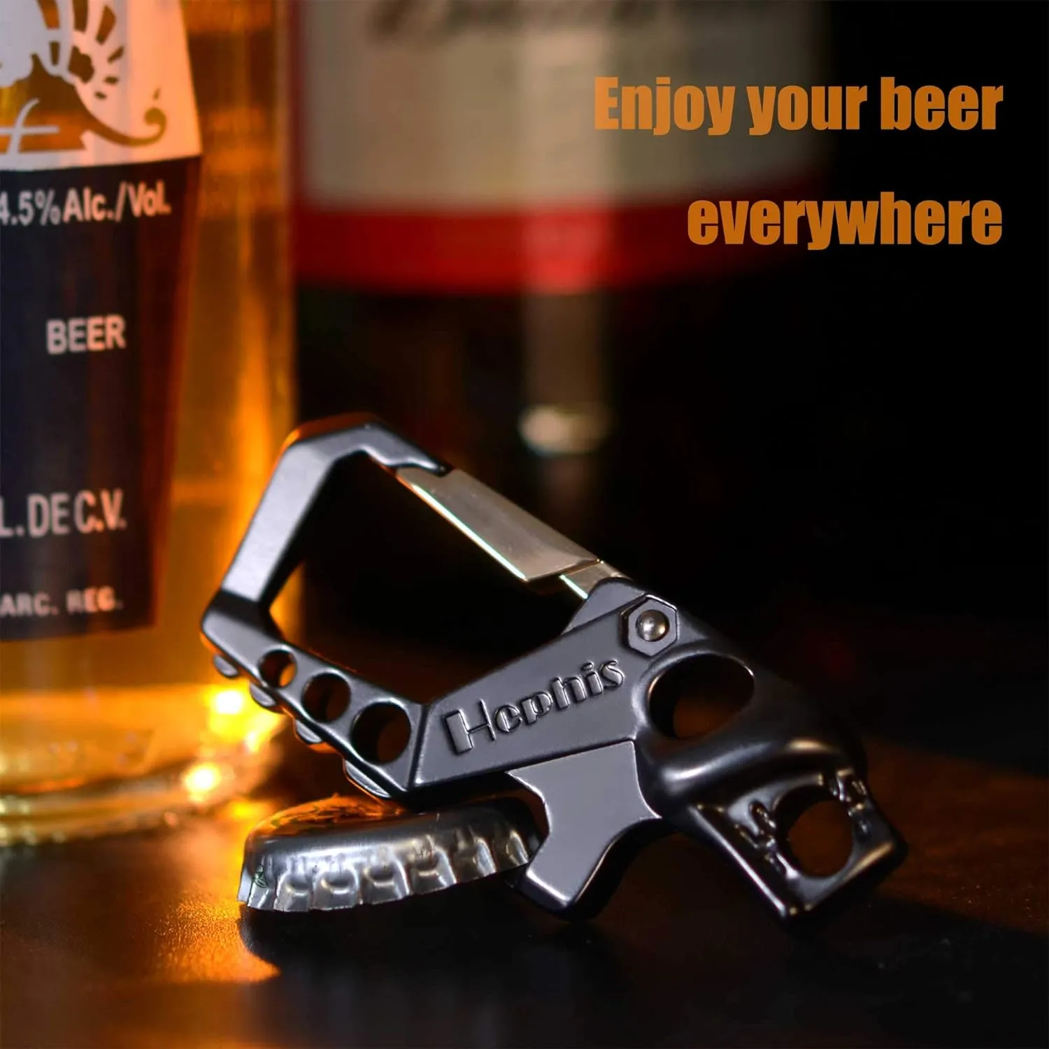 Hephis Heavy Duty Key Chain Bottle Opener,Carabiner Car Key Chains for Men and Women