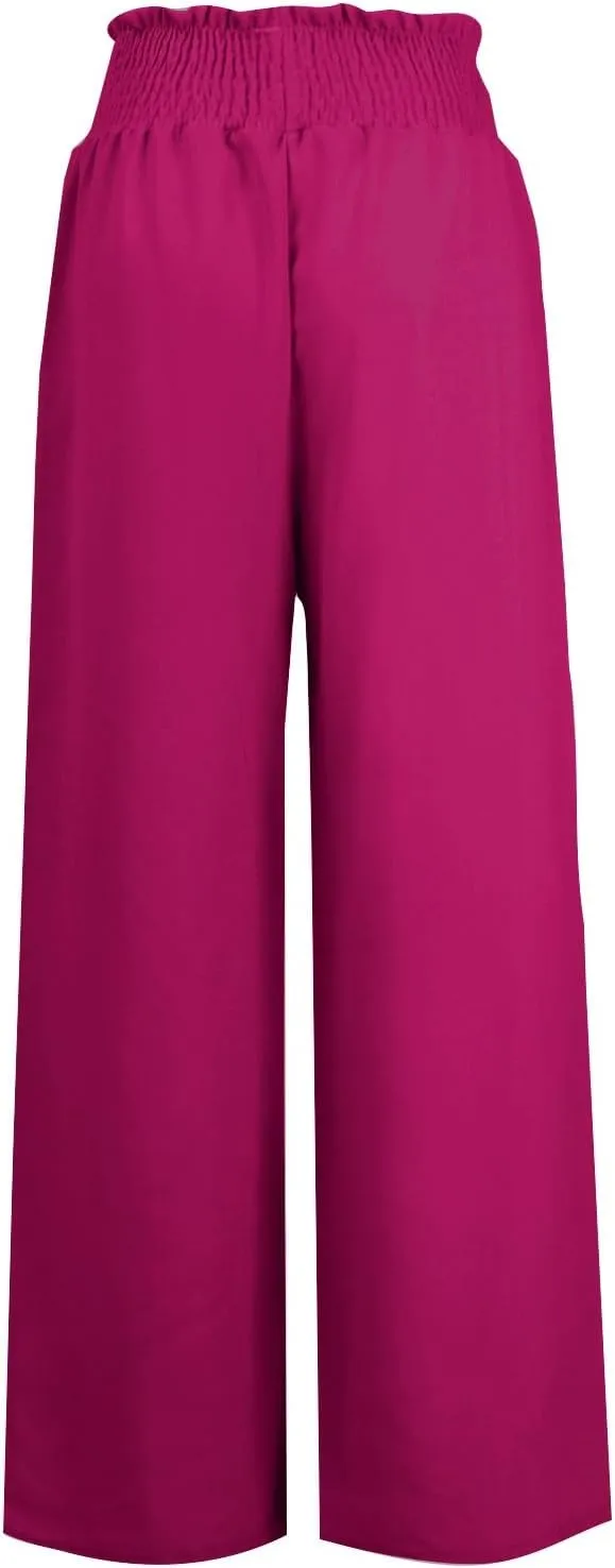 High Rise Trousers Women, High Waisted Palazzo Pants, Wide Leg Work Pants with Pockets for Comfort and Style