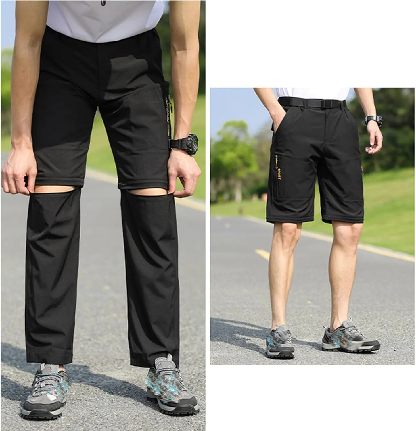 Hiking Pants Men Convertible Zip Off Lightweight Cargo Work Pants Waterproof 5 Pcokets Quick Dry Travel Fishing Pants