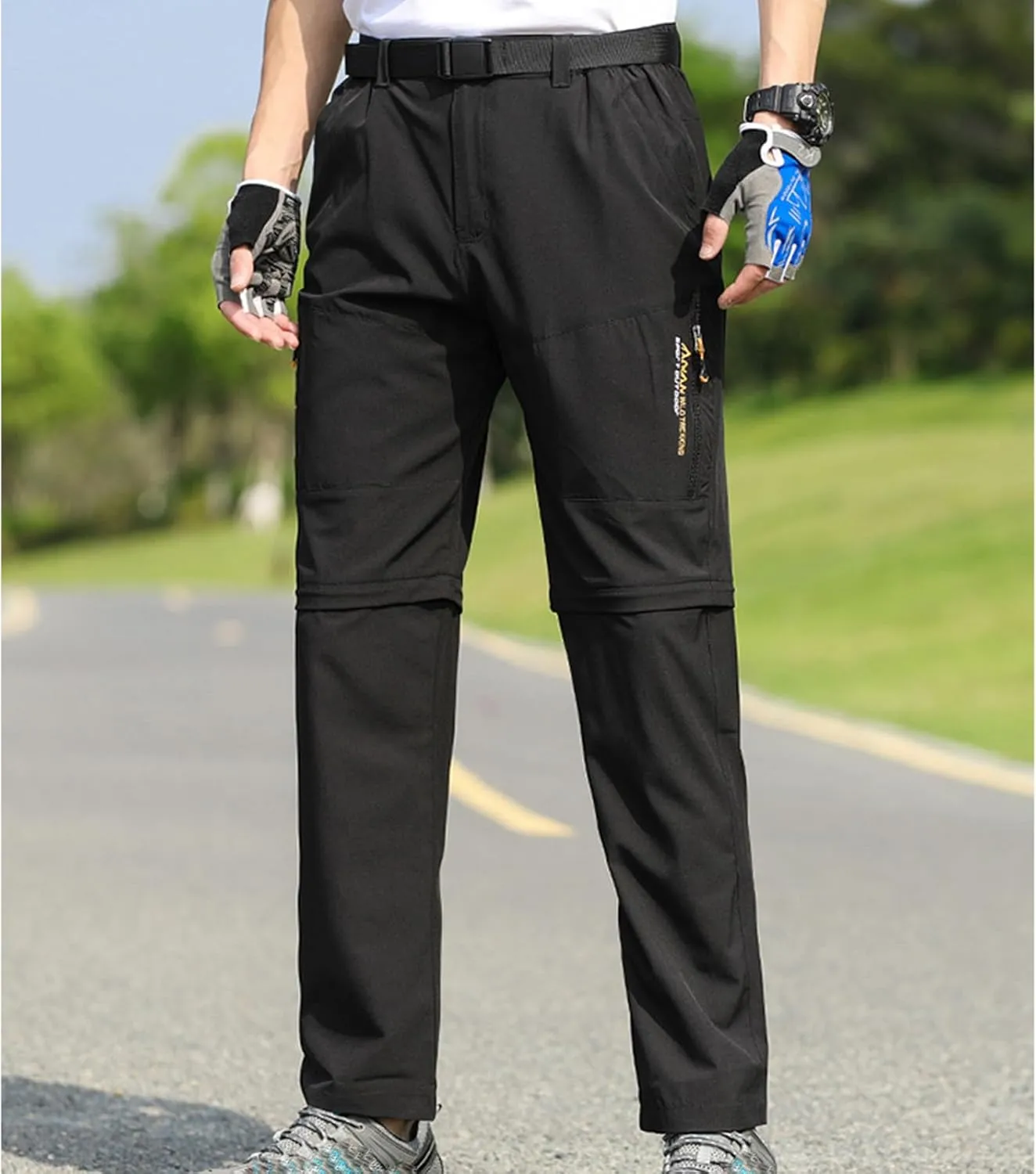 Hiking Pants Men Convertible Zip Off Lightweight Cargo Work Pants Waterproof 5 Pcokets Quick Dry Travel Fishing Pants