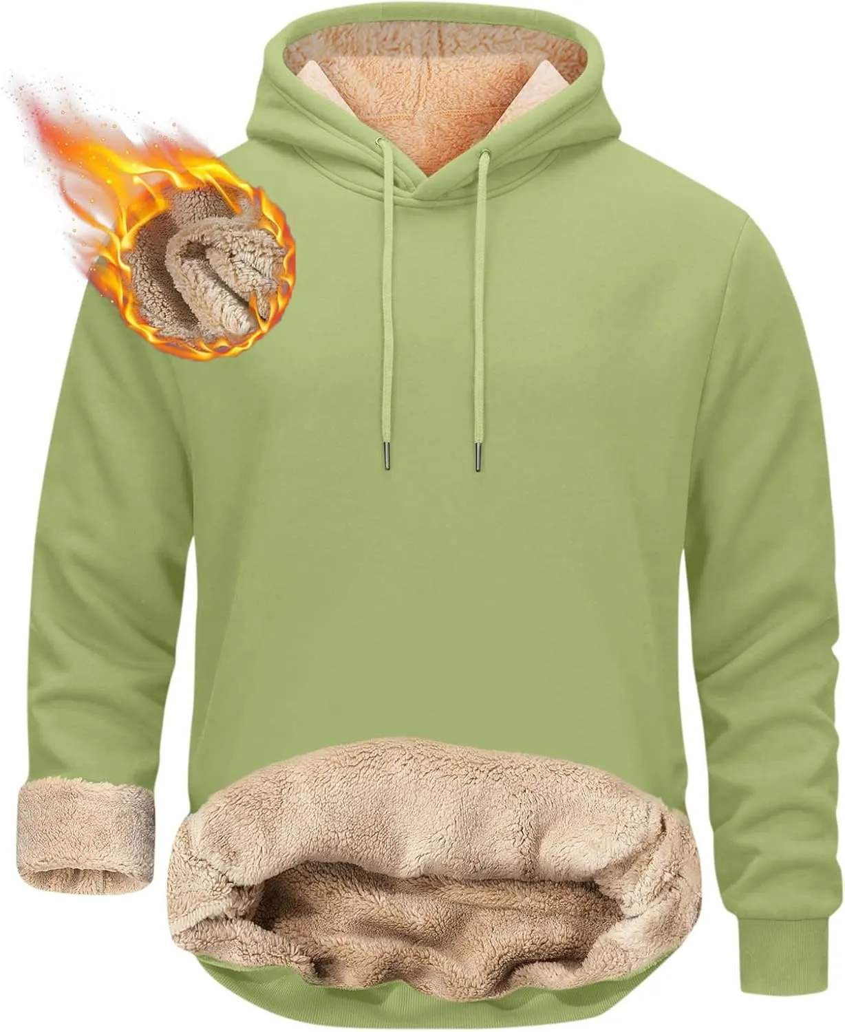 Hoodies for Men Heavyweight Fleece Lined Sweater Thick Winter Pullover Warm 2024 Sherpa Sweatshirt Windproof Jacket