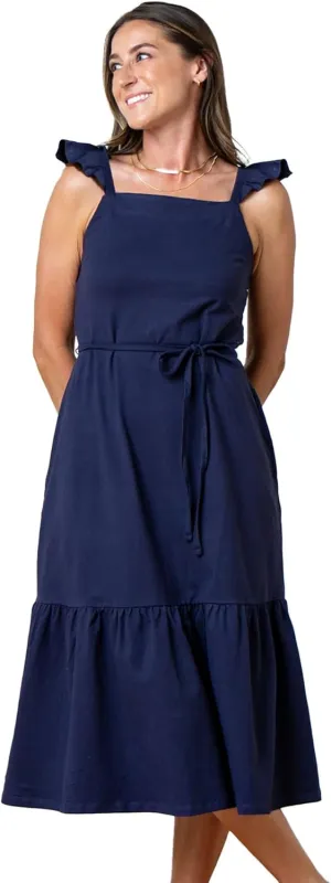 Hope & Henry Women's Short Sleeve Tie-Front Knit Dress