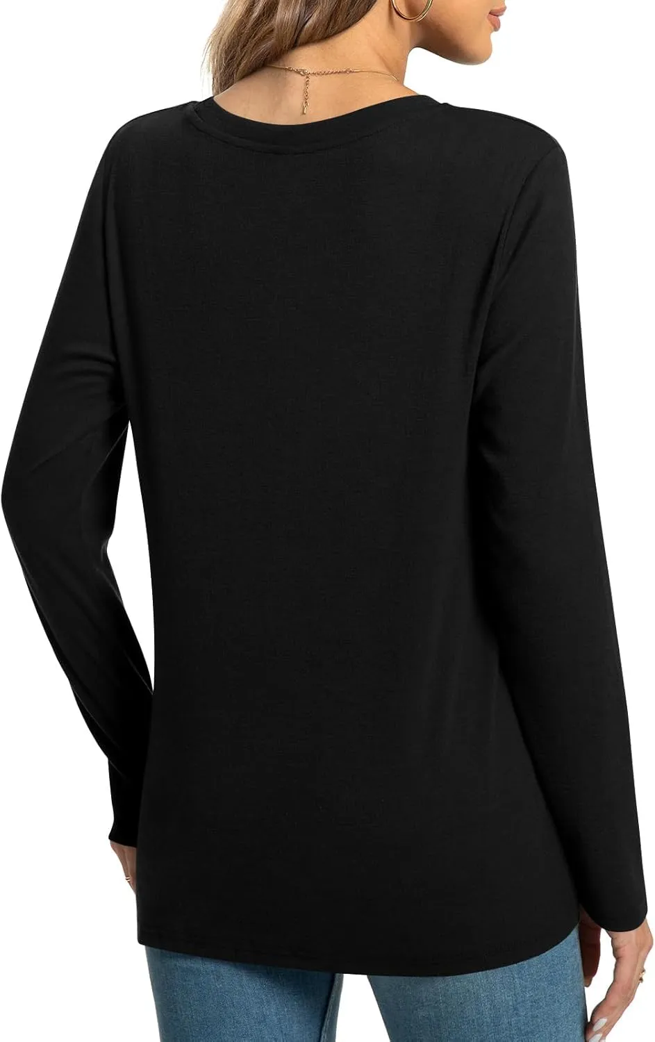 HOTGIFT Women's Long Sleeve Tunic Tops Casual Crewneck T-Shirts Front Twist Top Tee Blouse For Leggings