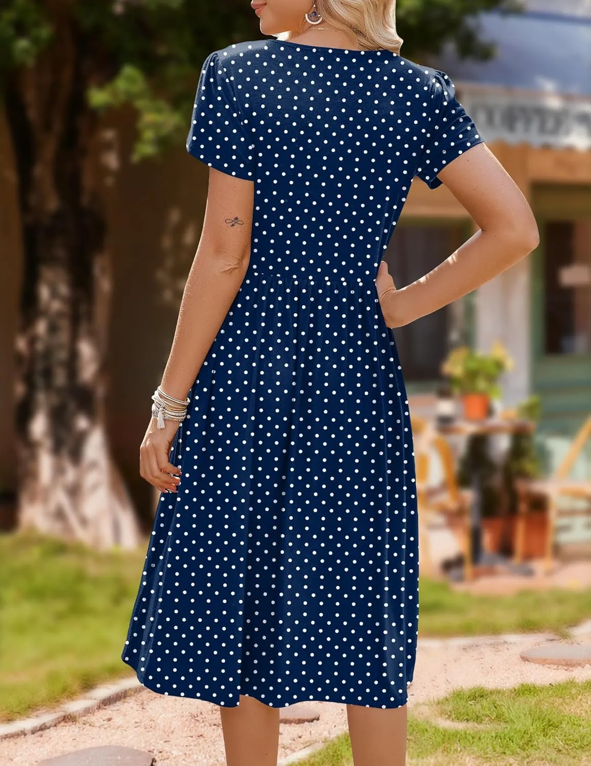 HOTOUCH Women's Summer Short Sleeve A-Line Midi Dresses Casual Floral T-Shirt Dress Flowy Beach Sundress with Pockets