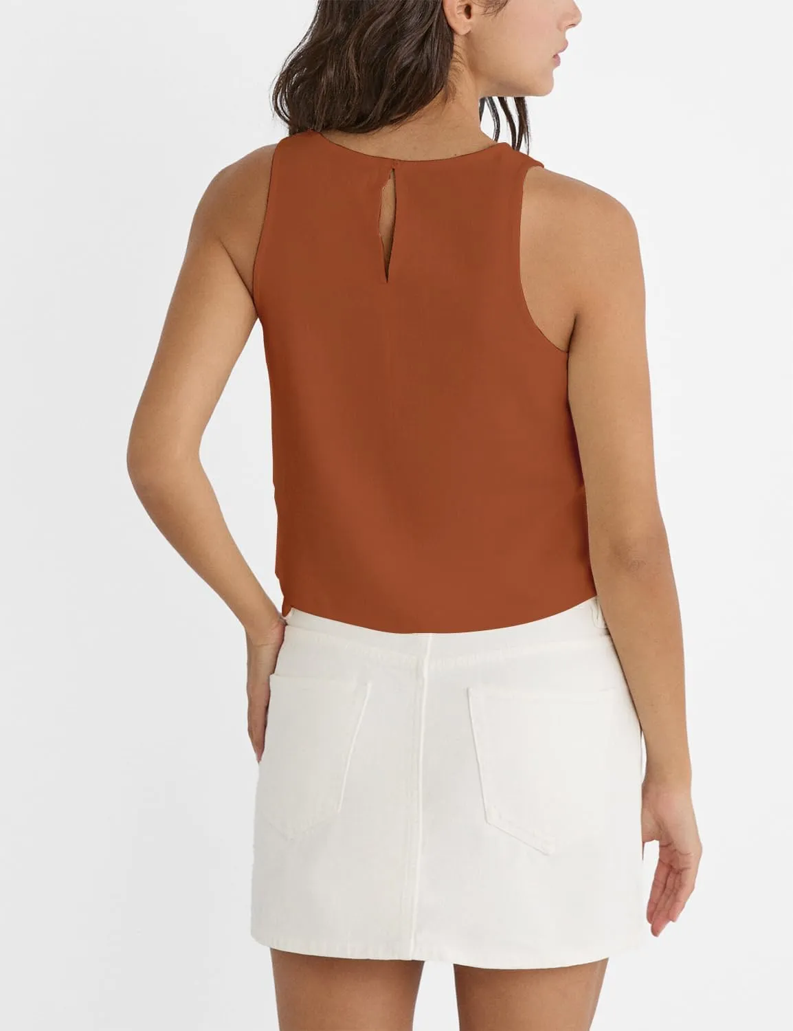 IDEALSANXUN Womens Linen Tank Tops Spring Summer Cute Crewneck Sleeveless Shirts