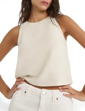IDEALSANXUN Womens Linen Tank Tops Spring Summer Cute Crewneck Sleeveless Shirts