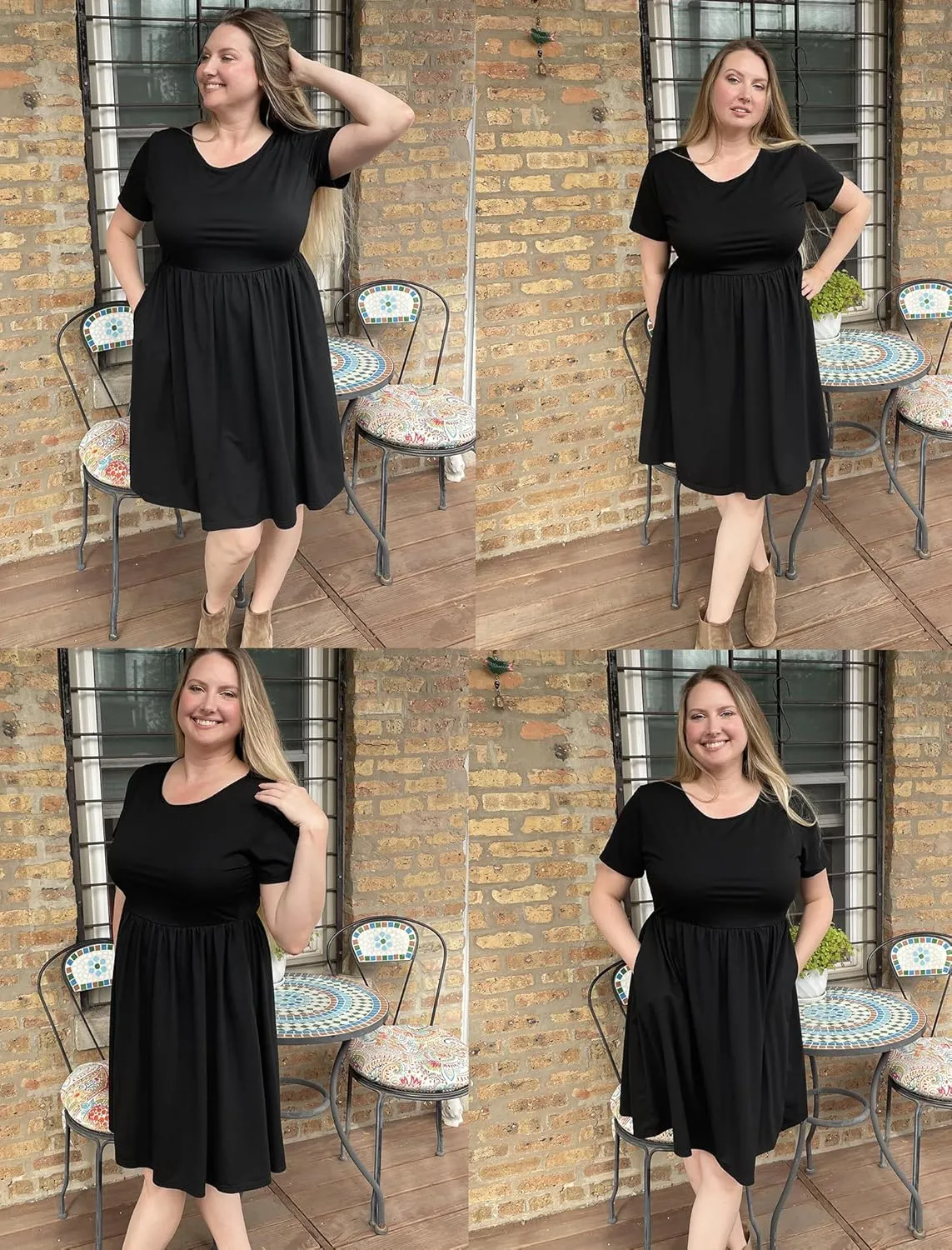 IN'VOLAND Womens Plus Size Summer Dress Short Sleeve Casual Mini Dresses Empire Waist T-Shirt Dress with Pockets