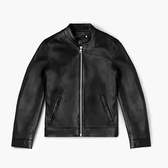IZAC & DAUD Mens Black/Brown Lambskin Leather Biker Jacket Slim Fit Leather Jacket Vintage Real Motorcycle Jackets For Men