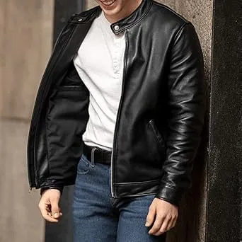 IZAC & DAUD Mens Black/Brown Lambskin Leather Biker Jacket Slim Fit Leather Jacket Vintage Real Motorcycle Jackets For Men