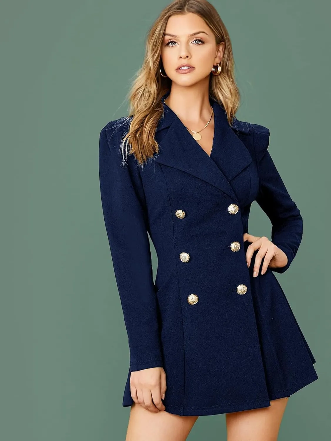jackets for women Notch Collar Double Breasted Blazer Dress