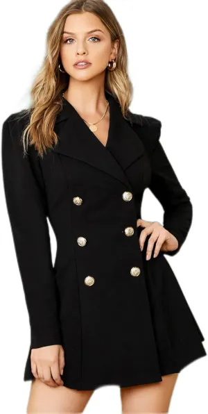 jackets for women Notch Collar Double Breasted Blazer Dress