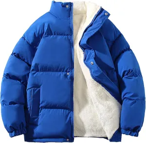 JEShifangjiusu Men's Winter Coats Down Jackets Loose Outerwear Padded Cotton Coat Thick Warm Fur Jacket Coat Overcoat