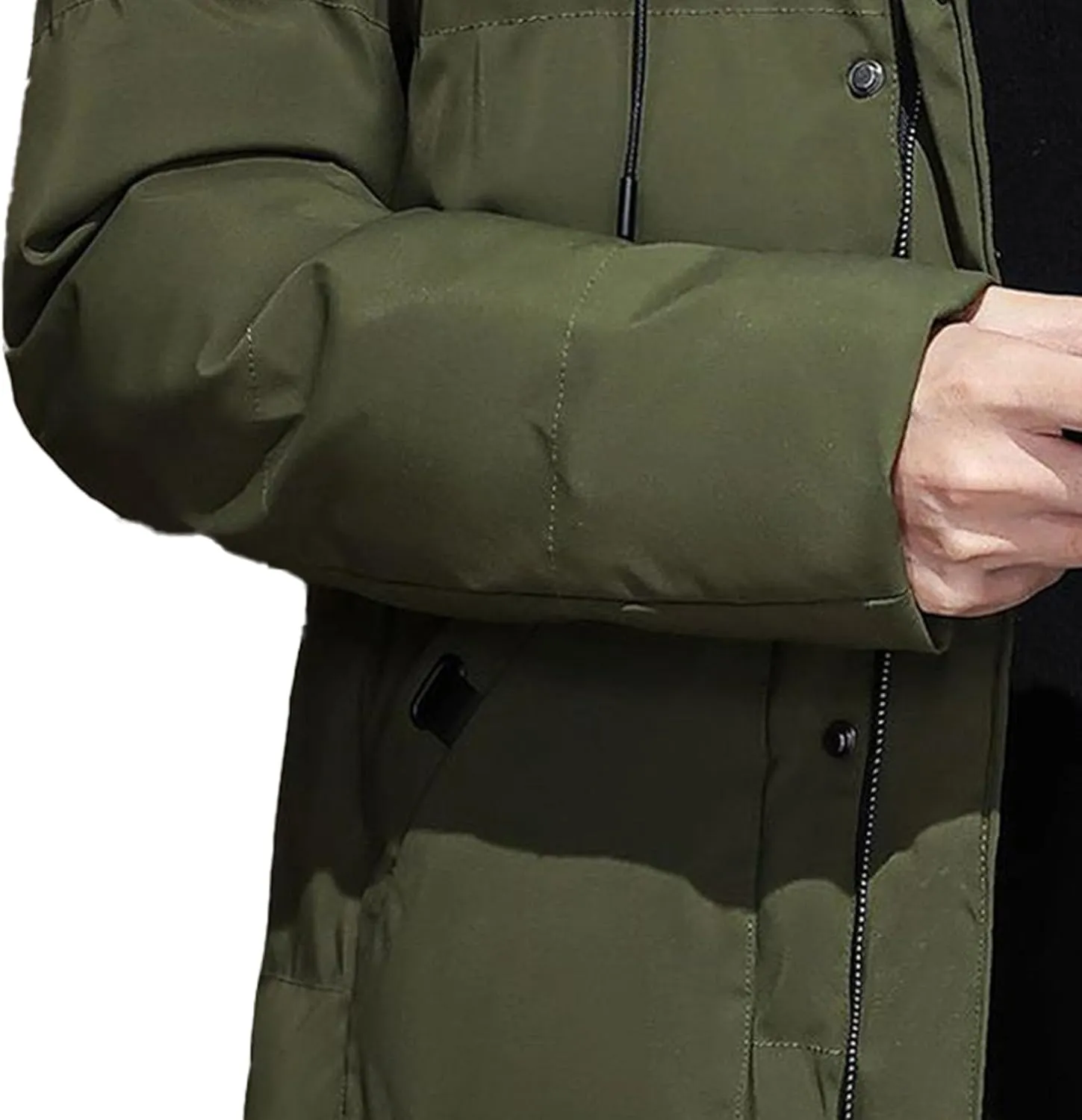 JEShifangjiusu Men'S Winter Down Coats Water-Repellent Windproof Thicken Parkas Casual Long Hooded Padded Puffer Jacket