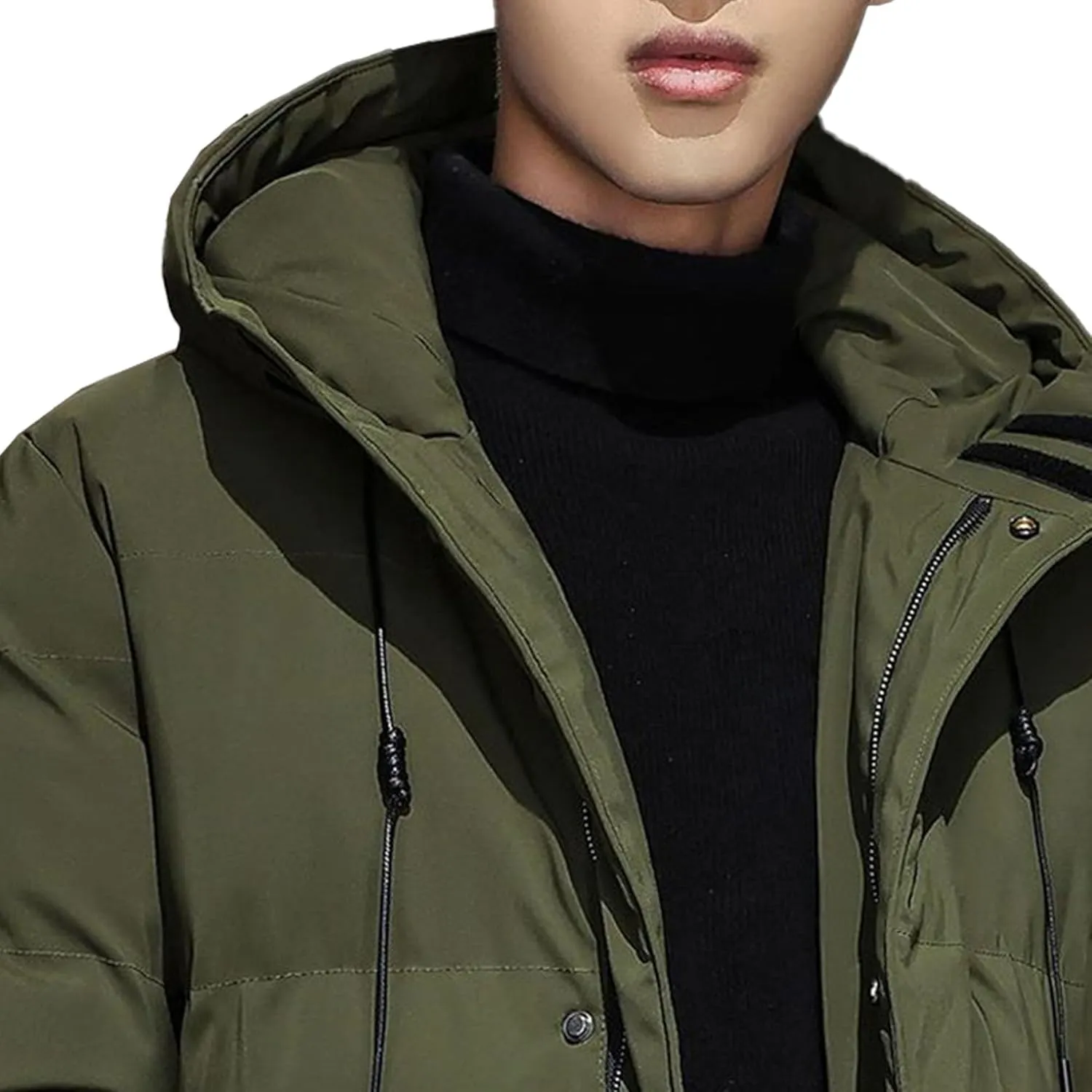 JEShifangjiusu Men'S Winter Down Coats Water-Repellent Windproof Thicken Parkas Casual Long Hooded Padded Puffer Jacket