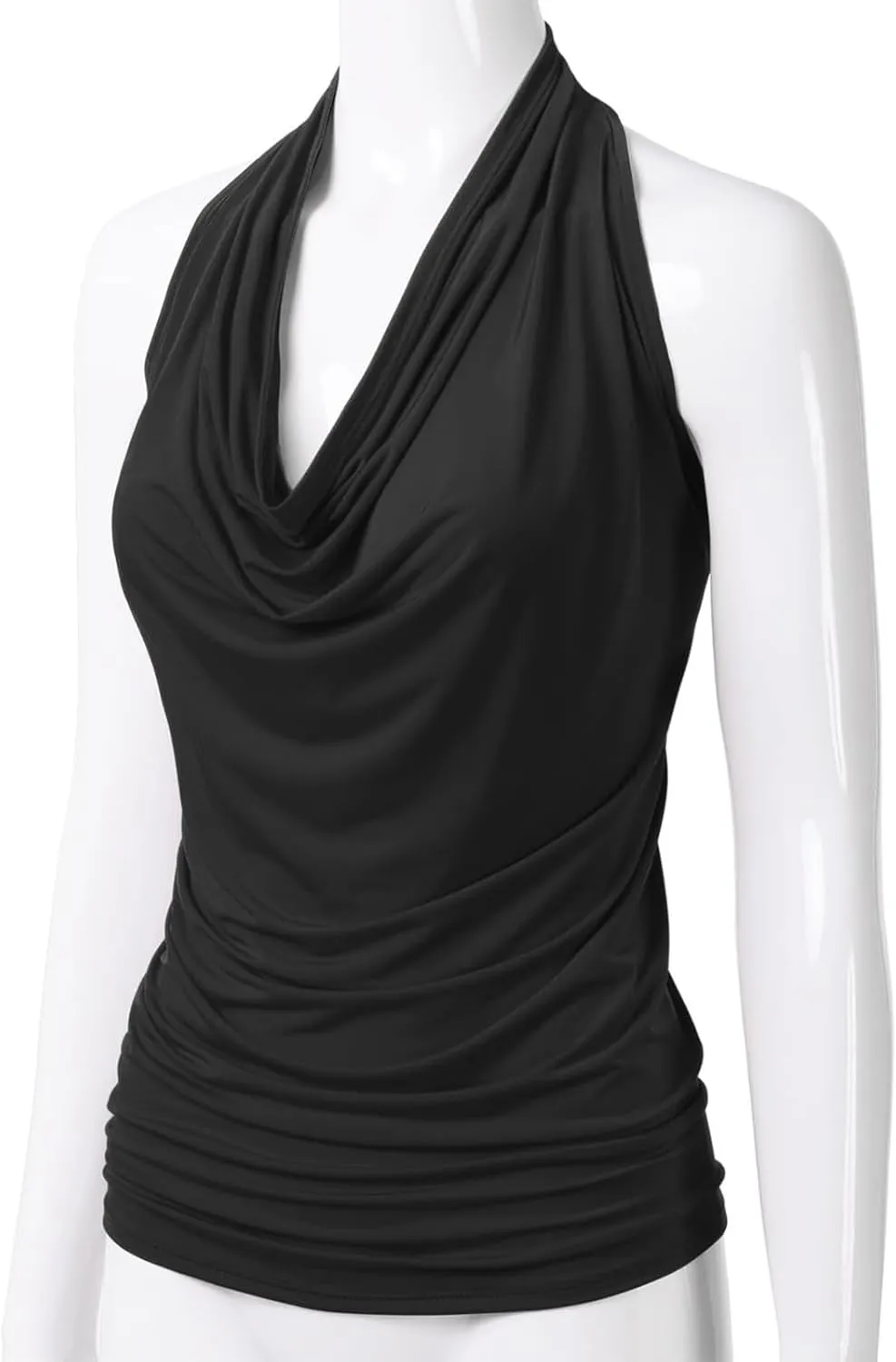 JEsilunmaMY Women Deep V Halter Tanks Cold Shoulder Backless Ruched Tank Tops Slim Fit Sleeveless T-Shirts Summer Vest Top