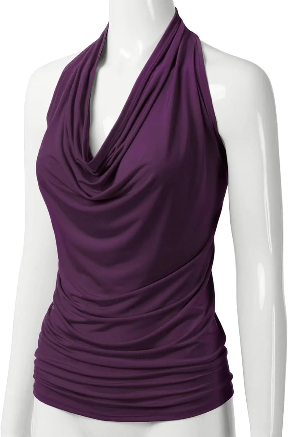 JEsilunmaMY Women Deep V Halter Tanks Cold Shoulder Backless Ruched Tank Tops Slim Fit Sleeveless T-Shirts Summer Vest Top