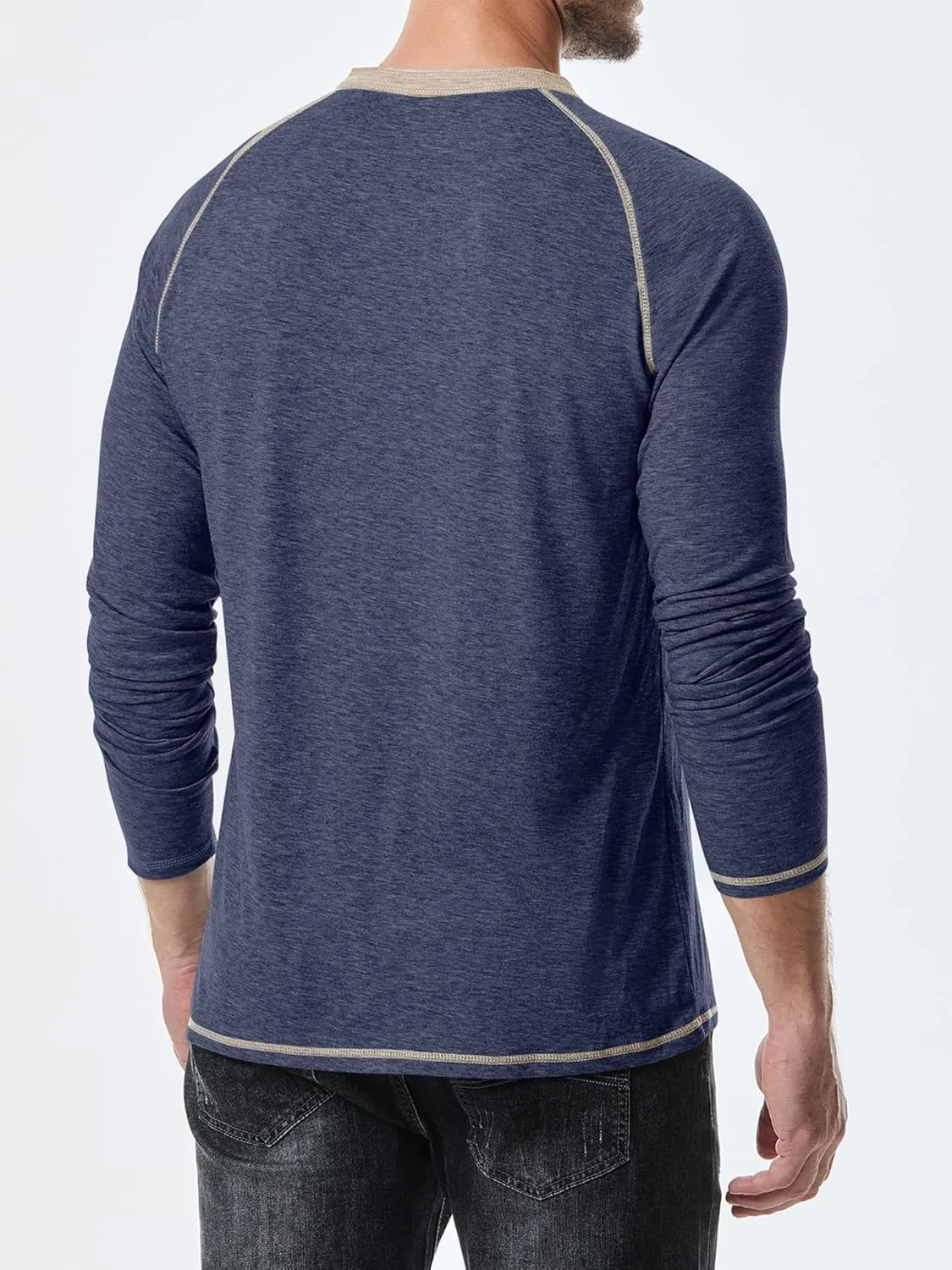 JMIERR Men's Henley Long/Short Sleeve T-Shirt Stretch Cotton Casual Pullover Tee Shirts with Pockets
