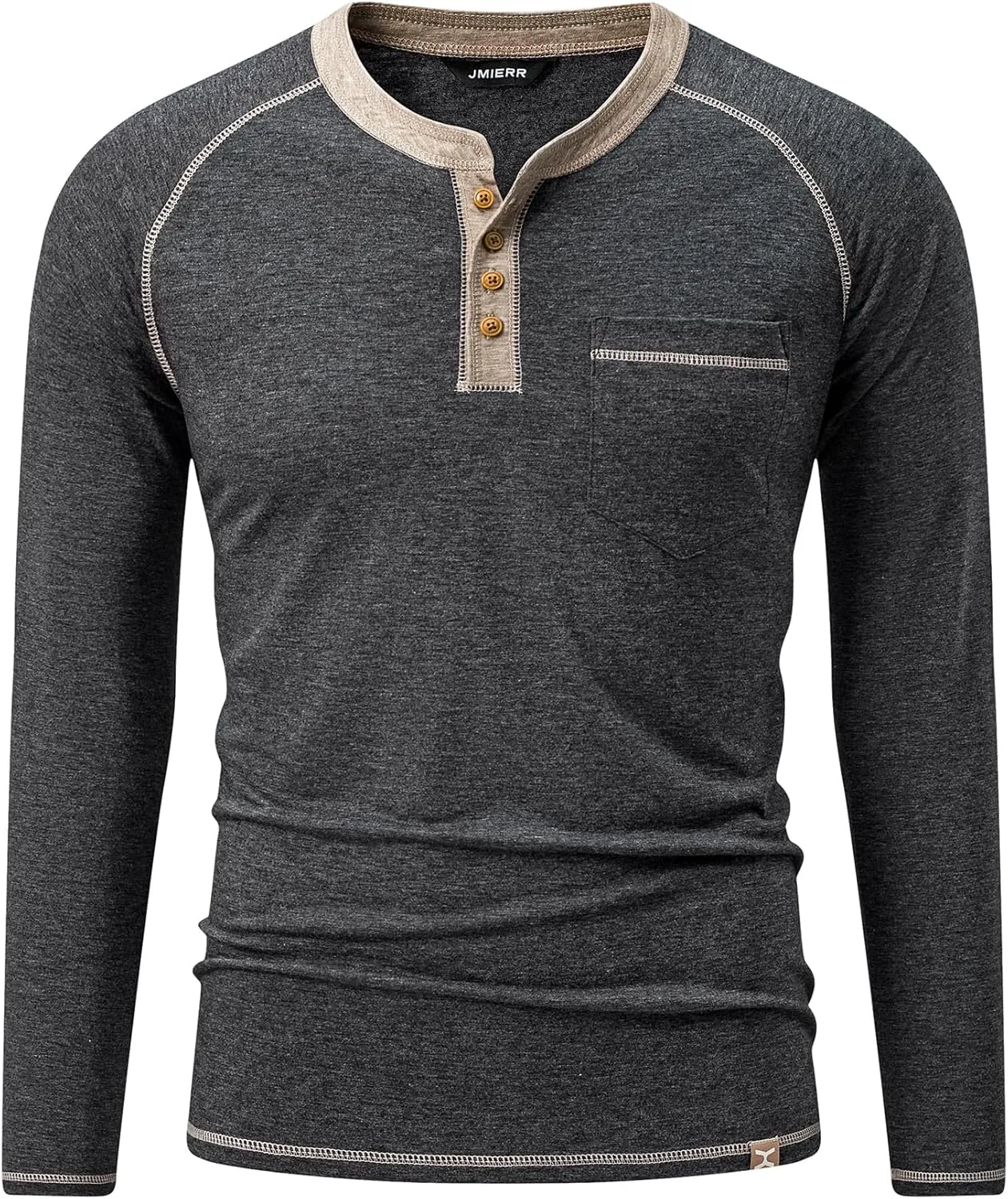 JMIERR Men's Henley Long/Short Sleeve T-Shirt Stretch Cotton Casual Pullover Tee Shirts with Pockets