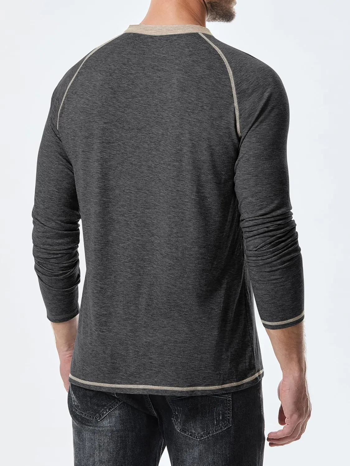 JMIERR Men's Henley Long/Short Sleeve T-Shirt Stretch Cotton Casual Pullover Tee Shirts with Pockets