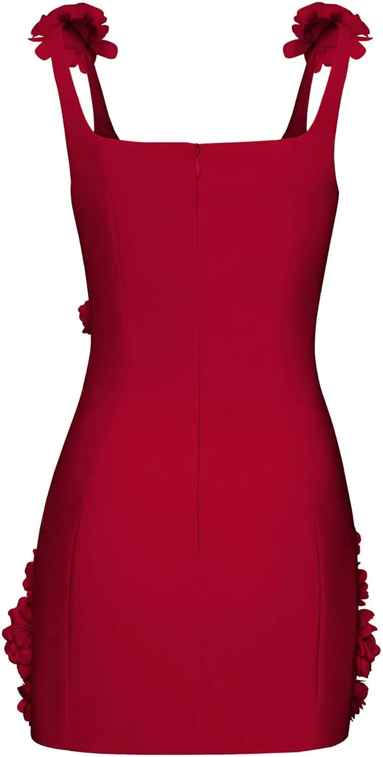 JW PEI Women's Elaina Pink Rosette Applique Mini Dress