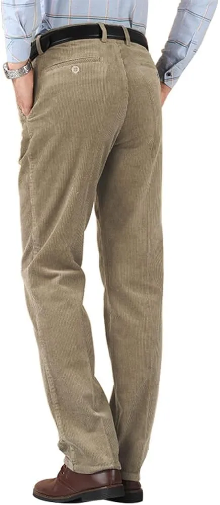 Kinghua Men's Pleated Front Corduroy Pants Casual Relaxed Fit Straight Leg Corduroy Pant