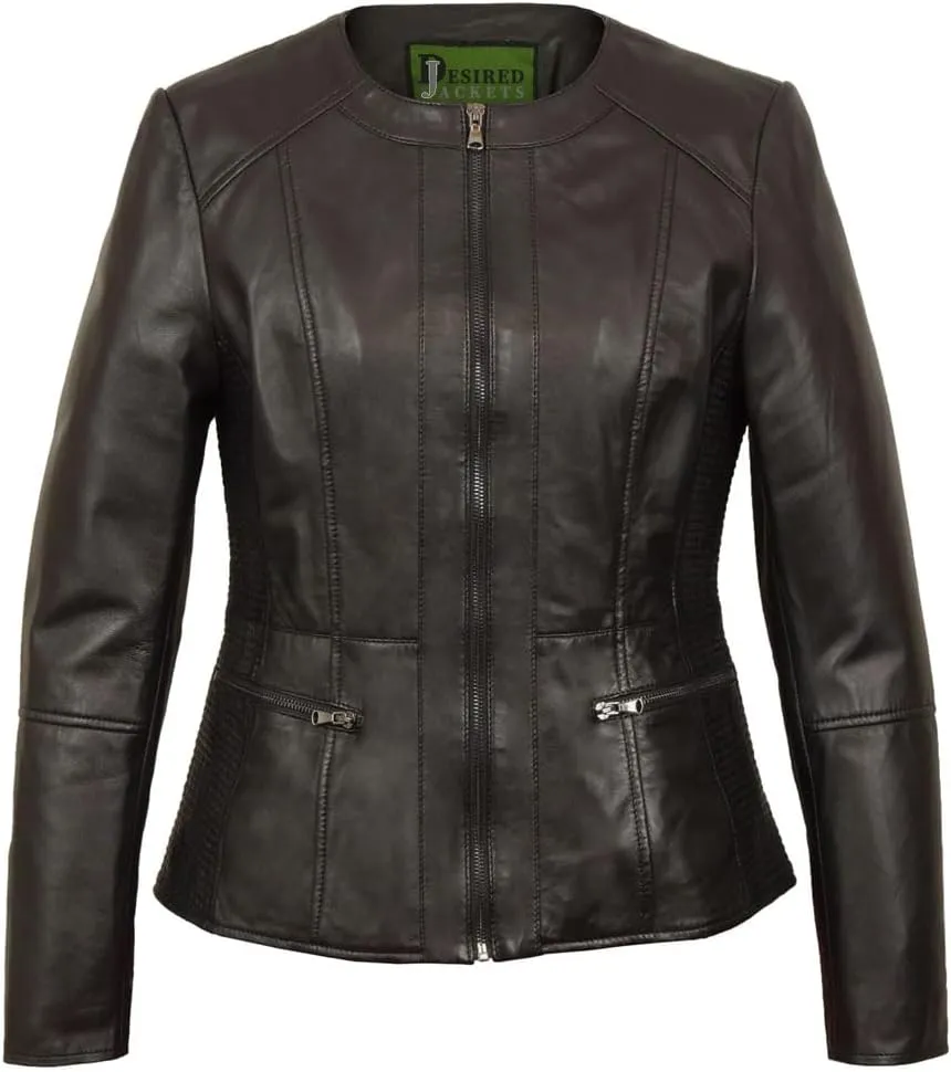 Leather Jacket Women Real Leather Jacket Women - Cafe Racer Slim Fit Womens Motorcycle Jackets