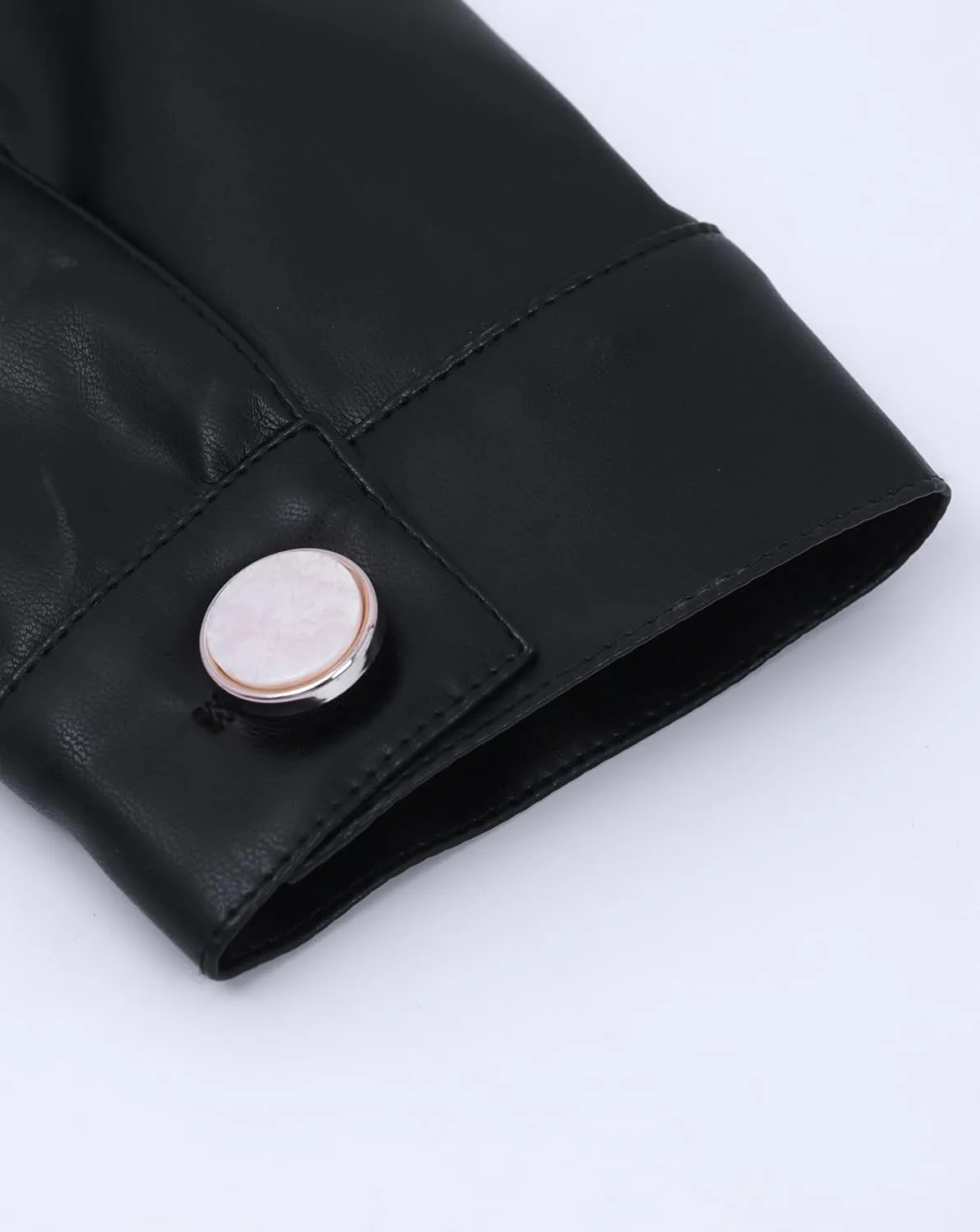 LifeShe Faux Leather Jackets Women Button Down Cropped Moto Biker PU Outerwear Coat Fall Fashion Outfits