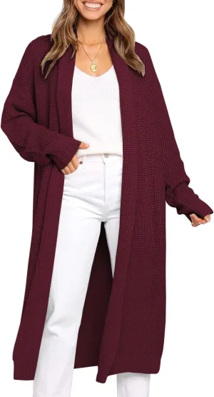 LILLUSORY Long Cardigan Sweaters for Women Fall Trendy Oversized Open Front Winter Coat