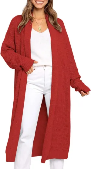 LILLUSORY Long Cardigan Sweaters for Women Fall Trendy Oversized Open Front Winter Coat