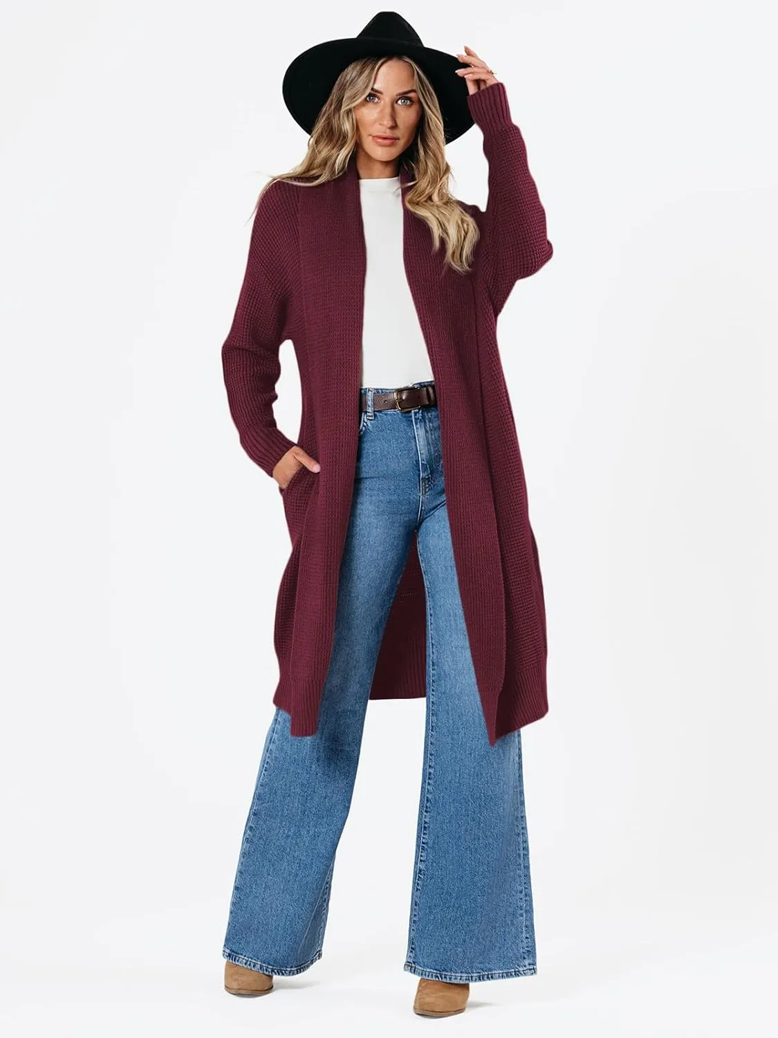 LILLUSORY Long Cardigan Sweaters for Women Fall Trendy Oversized Open Front Winter Coat