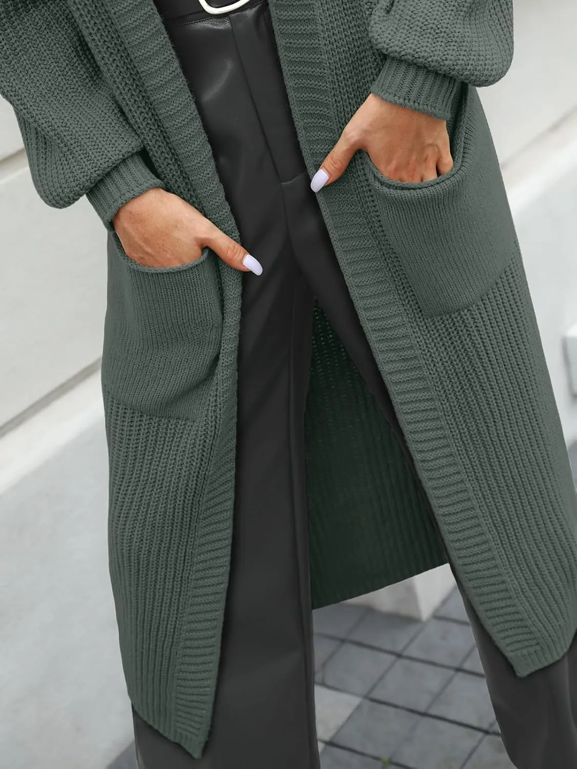 LILLUSORY Women's Oversized Long Cardigan Open Front Duster Sweater with Pockets