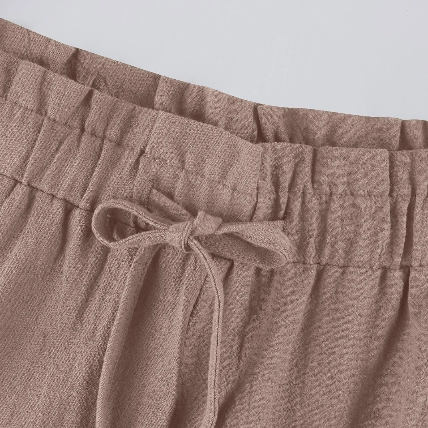 Linen Pants for Women 2025 Summer High Waist Elastic Straight Leg Lounge Palazzo Pant Lightweight Beach Trousers