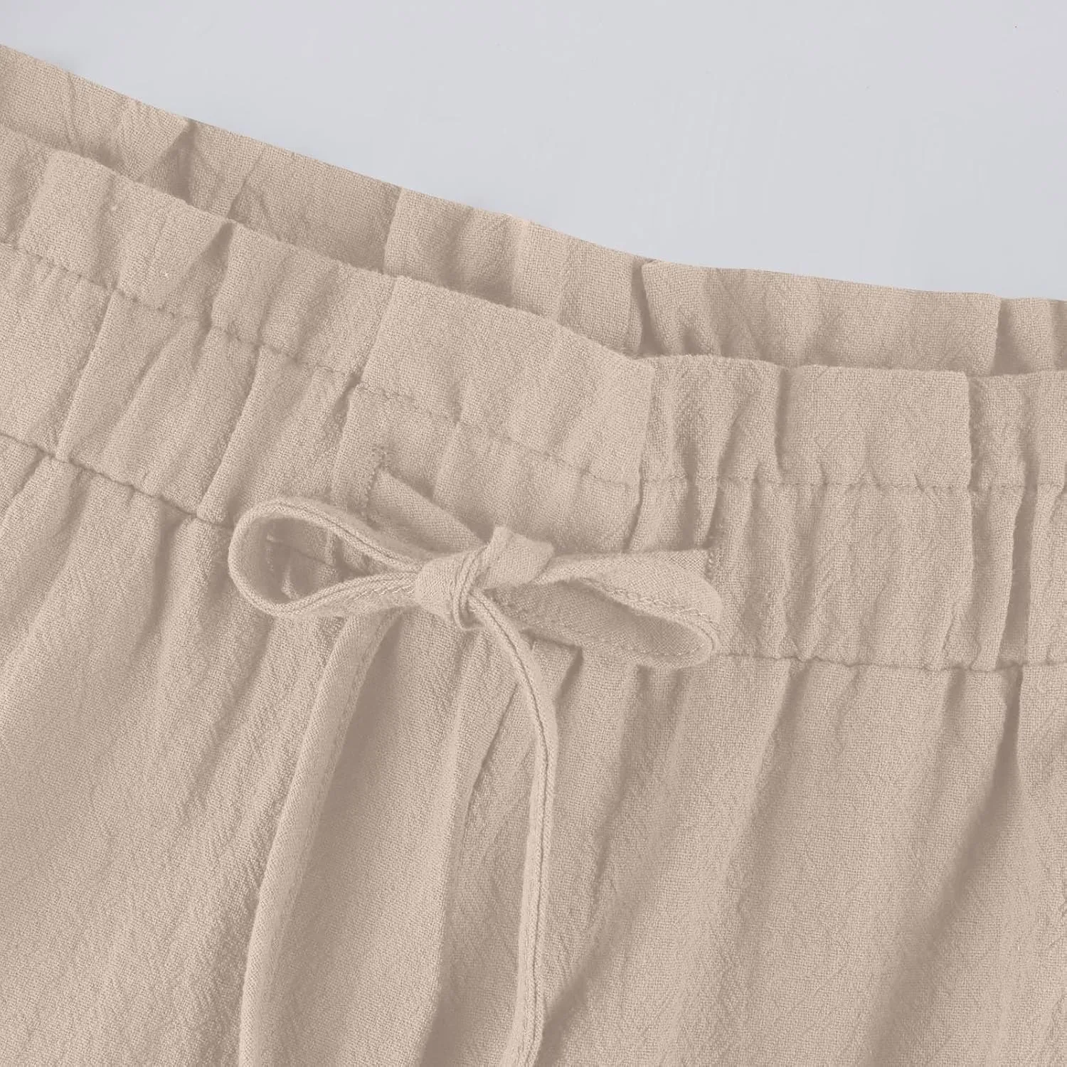 Linen Pants for Women 2025 Summer High Waist Elastic Straight Leg Lounge Palazzo Pant Lightweight Beach Trousers