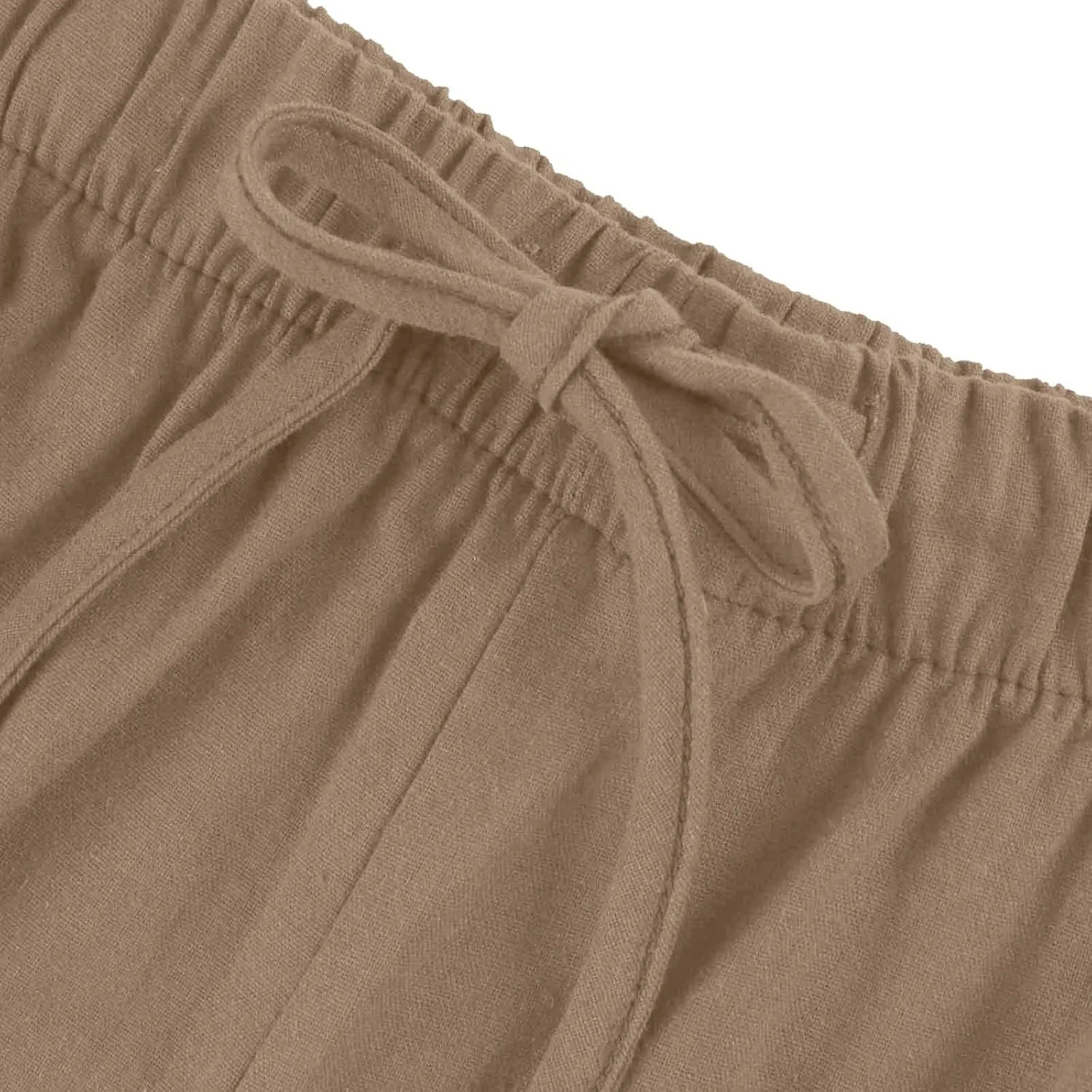 Linen Pants Women Drawstring Elastic Waist Wide Leg Loose Fit Summer Trouser Palazzo Pants Women with Pockets