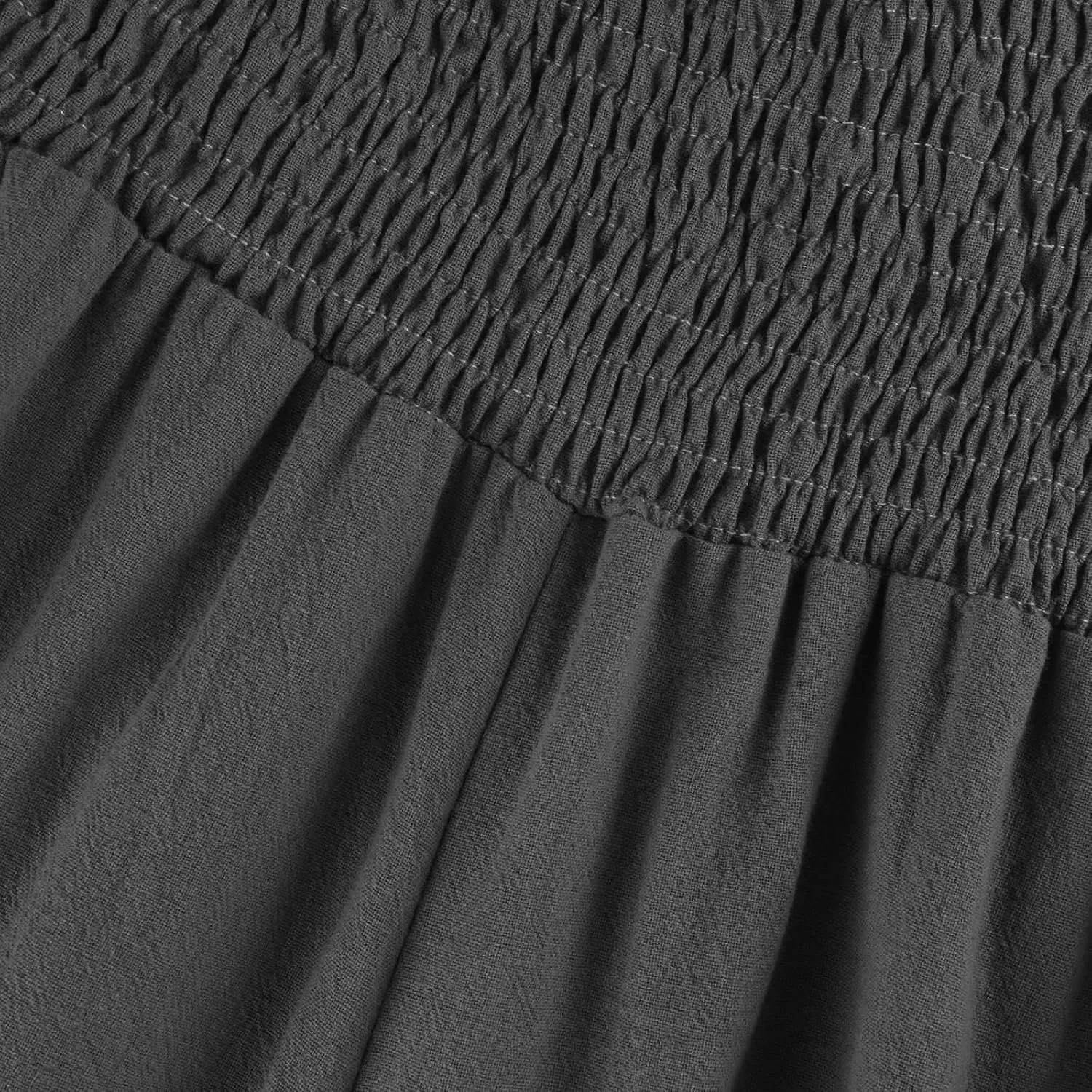 Linen Wide Leg Pants for Women Smocked Elastic Waist Flowy Lounge Pants Summer Casual Beach Ruffle Hem Palazzo Pants