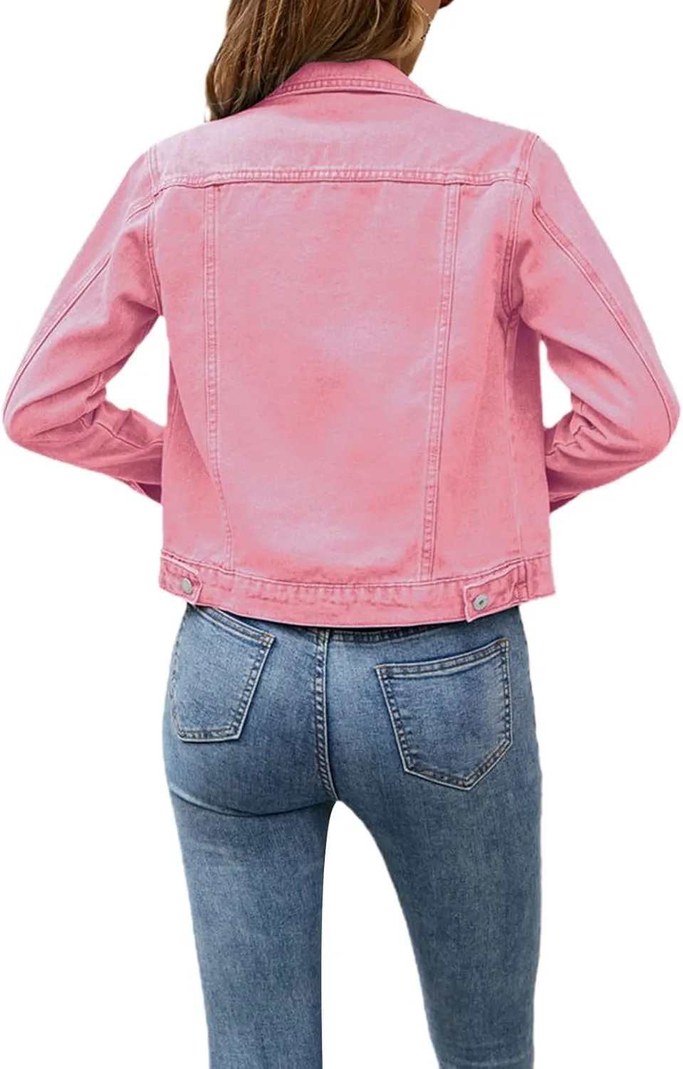 lisenraIn Jean Jackets for Women Fashion Basic Long Sleeve Button Down Denim Jacket Lightweight Cropped Jean Jacket