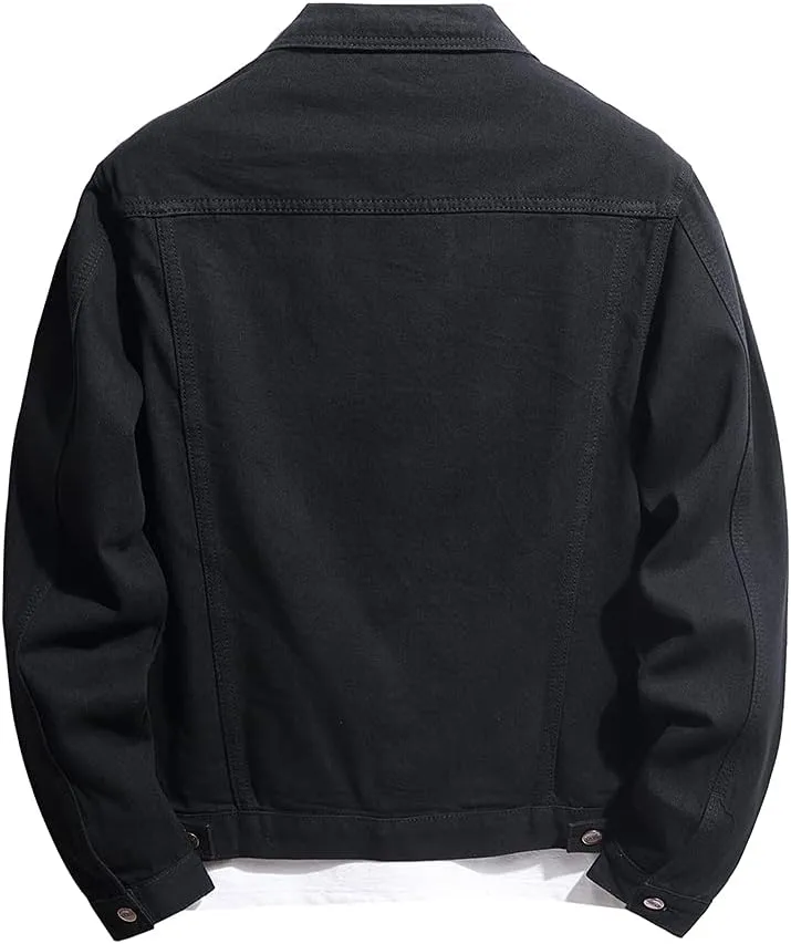 LONGBIDA Men's Jean Jacket Ripped Distressed Denim Trucker Coat with Holes