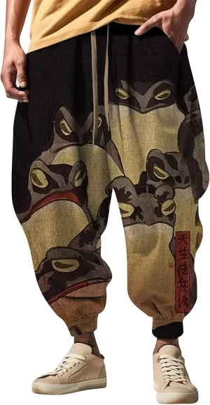Loose Elastic Waist Drawstring Street Feel Casual Sweatpants Black Harem Pants Men Mens Pants White Harem Men's