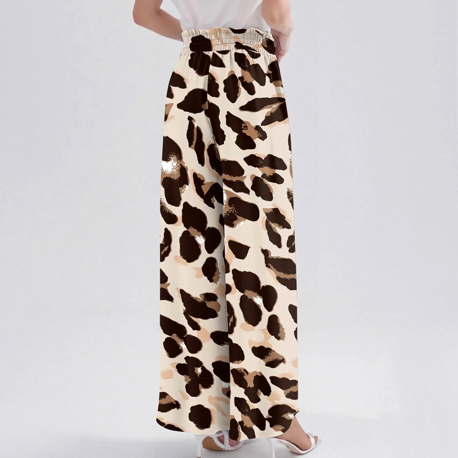 Loose Pants for Women Baggy Boho High Waisted Bohemian Print Flowy Loose Fit Plus Size Wide Leg Trousers