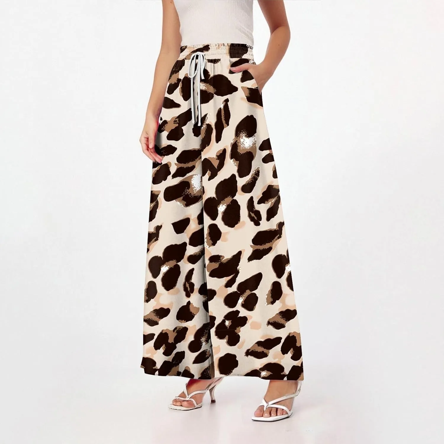 Loose Pants for Women Baggy Boho High Waisted Bohemian Print Flowy Loose Fit Plus Size Wide Leg Trousers