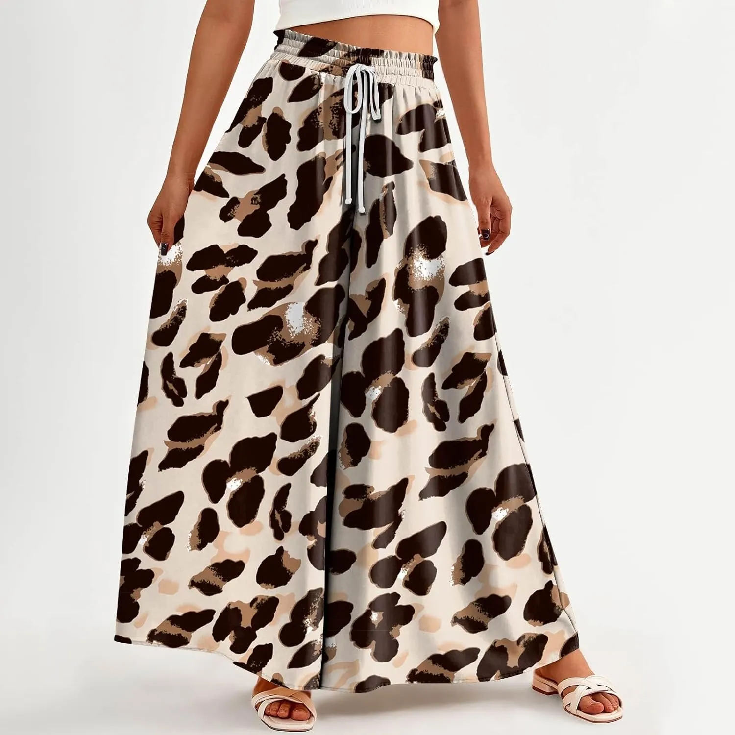 Loose Pants for Women Baggy Boho High Waisted Bohemian Print Flowy Loose Fit Plus Size Wide Leg Trousers