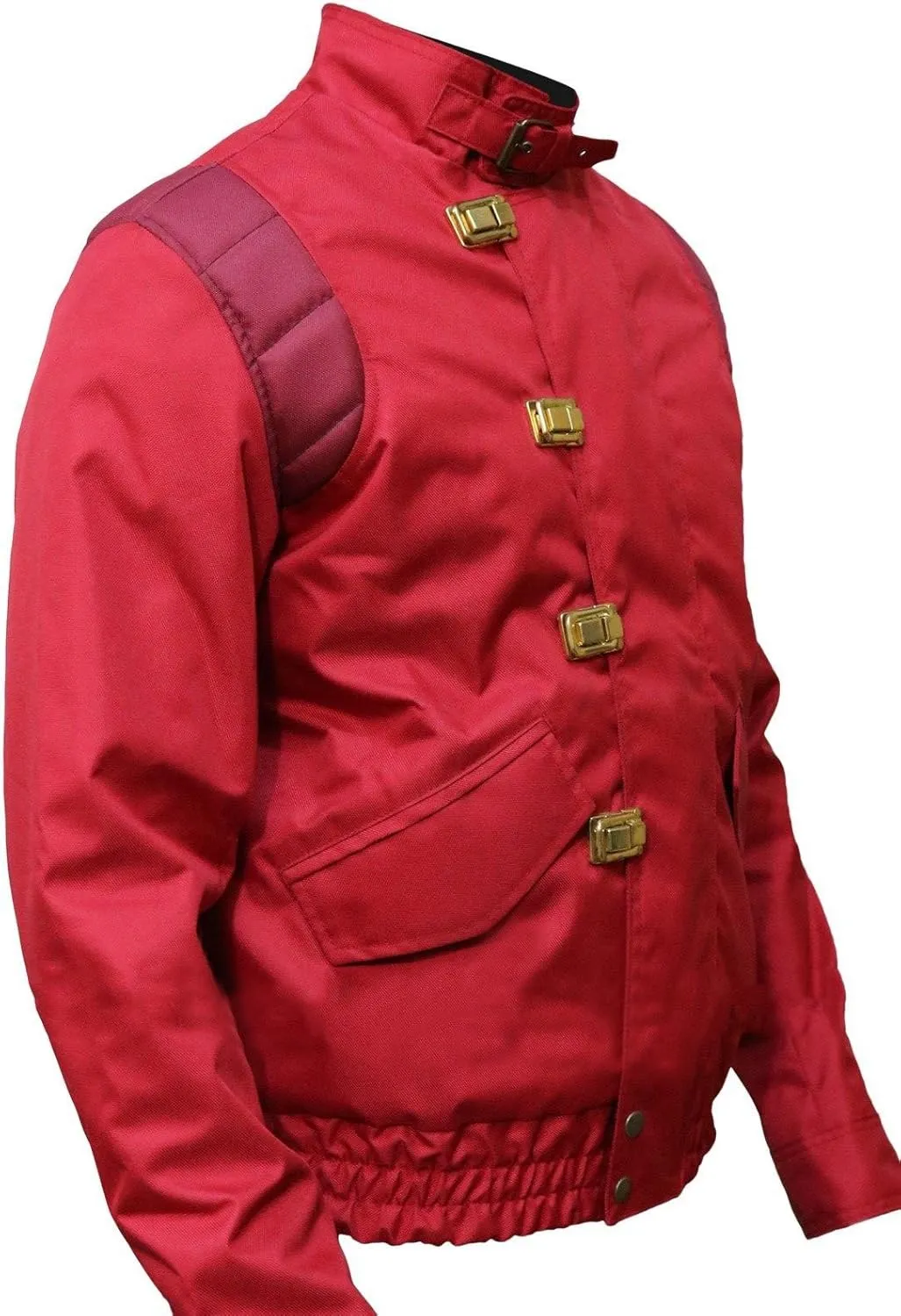 LP-FACON Mens Capsule Logo Pill Biker Bomber Faux Leather Jacket Red/Black
