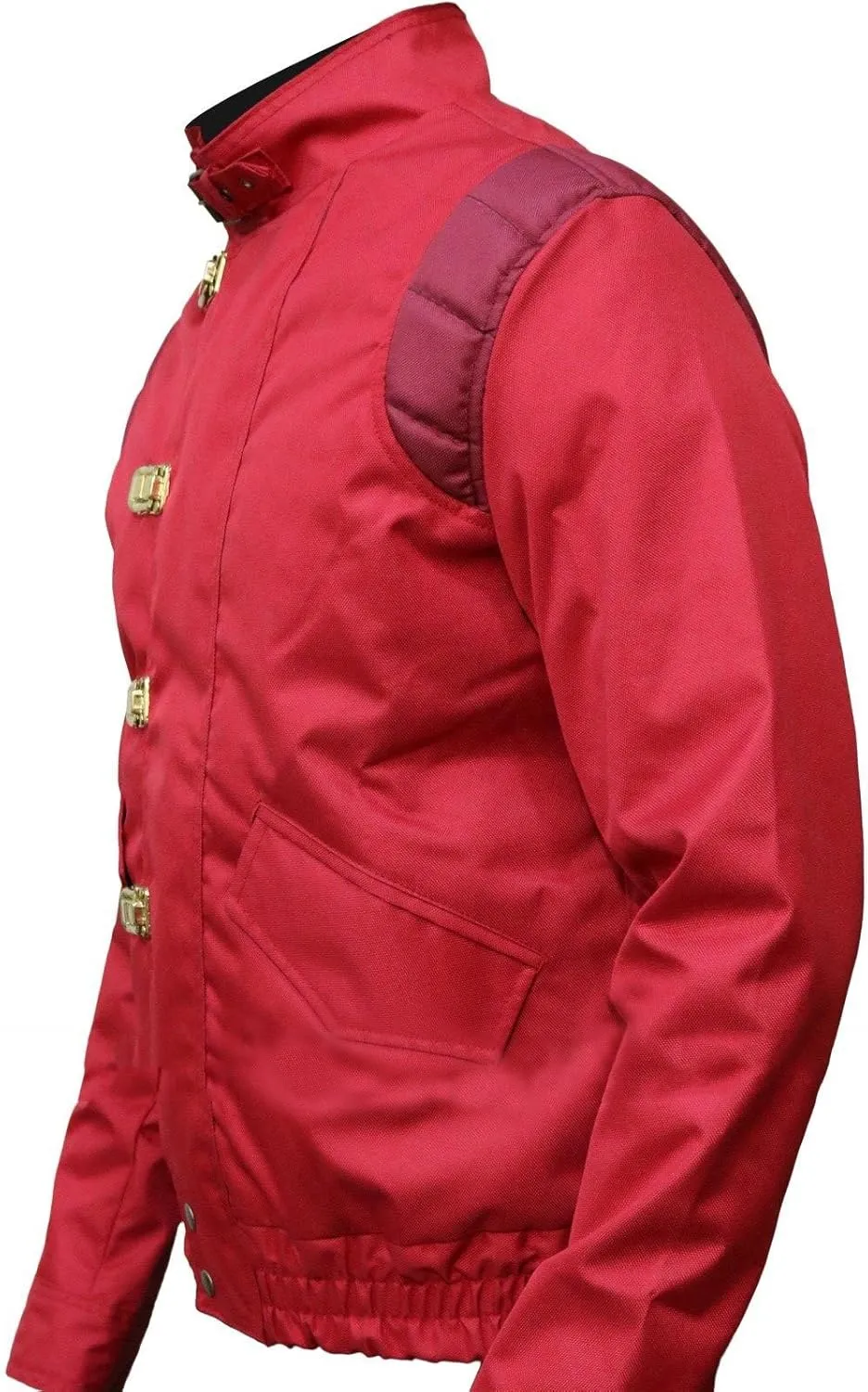 LP-FACON Mens Capsule Logo Pill Biker Bomber Faux Leather Jacket Red/Black