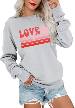 LUKYCILD Valentines Love Heart Shirt: Women Casual Crewneck Sweatshirts Funny Love Graphic Tee Long Sleeve Pullover Tops