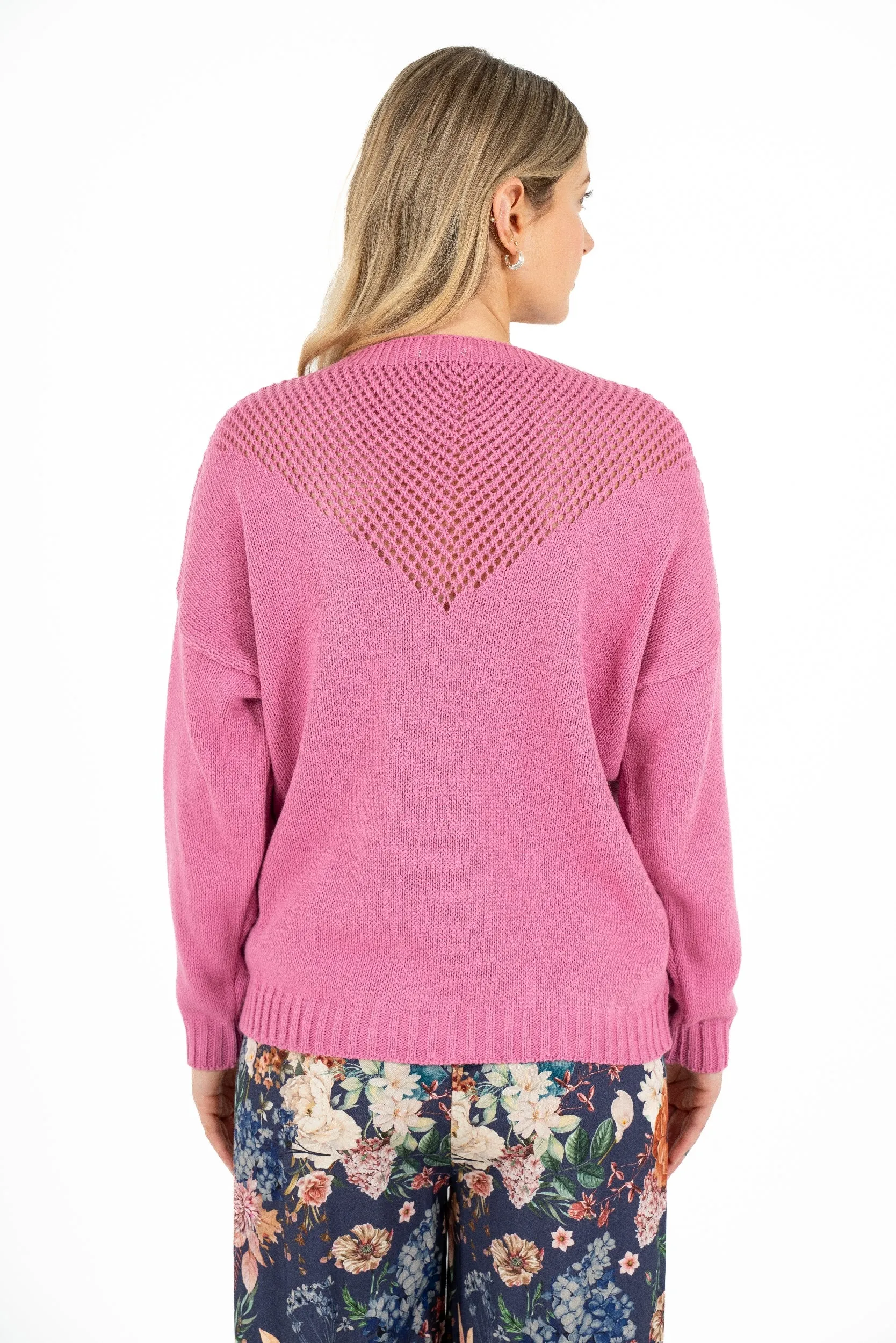 M Made in Italy – Boat-Neck Sweater With V-Shaped Pointelle Detailing