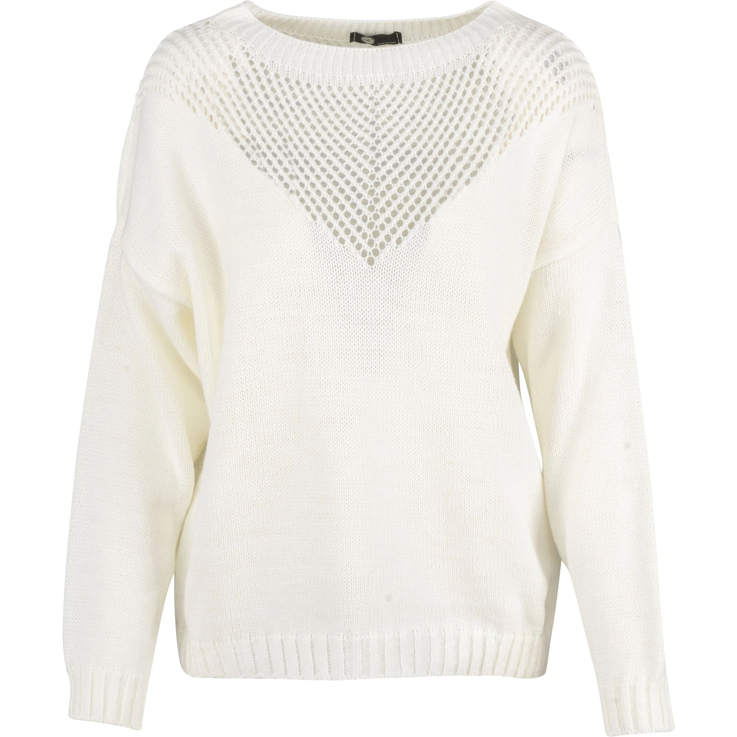 M Made in Italy – Boat-Neck Sweater With V-Shaped Pointelle Detailing